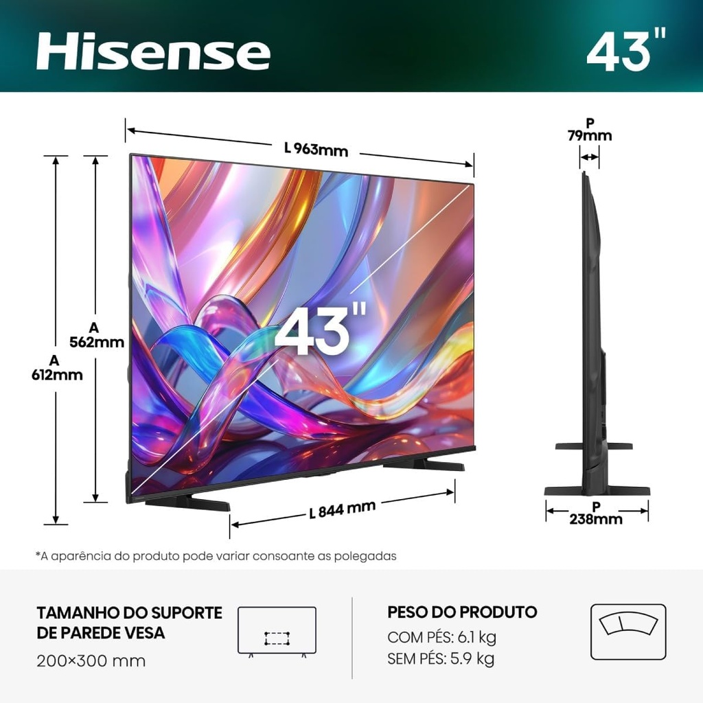 43E7S QLED 60Hz Dolby Vision Atmos