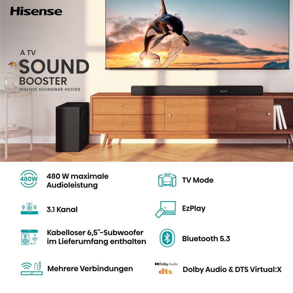 HS3100 Soundbar 3.1 Channel 480W