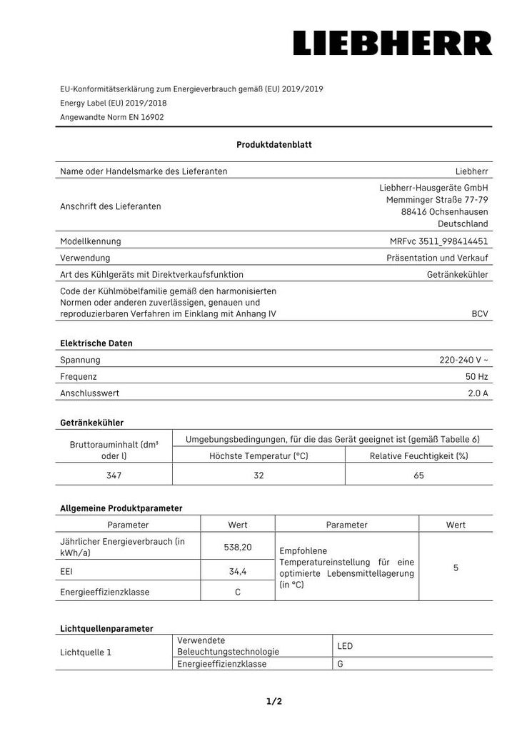 Produktdatenblatt