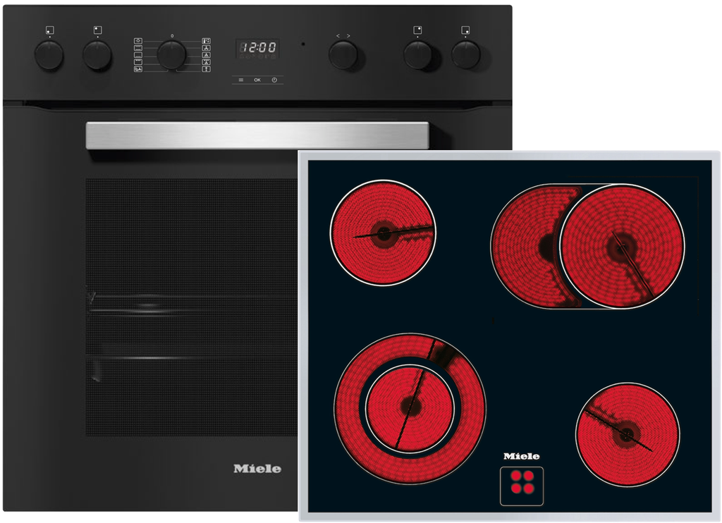 H2459E obsidianschwarz + KM6013 Einbauherd + Glaskeramik-Kochfeld Set